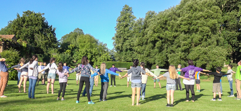 early morning exercise at ncmc music course